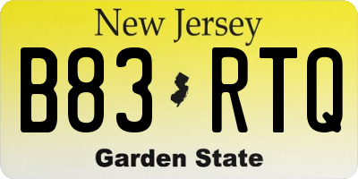 NJ license plate B83RTQ