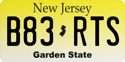 NJ license plate B83RTS