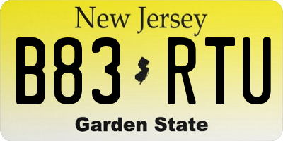 NJ license plate B83RTU