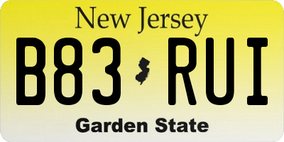 NJ license plate B83RUI