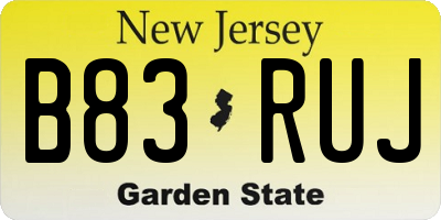 NJ license plate B83RUJ