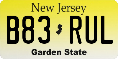 NJ license plate B83RUL