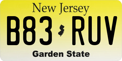 NJ license plate B83RUV