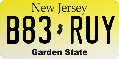 NJ license plate B83RUY