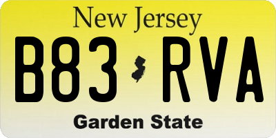 NJ license plate B83RVA