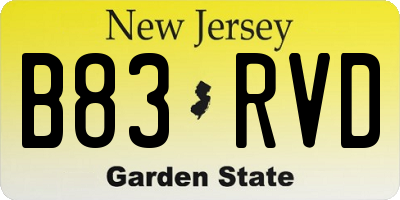 NJ license plate B83RVD