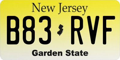NJ license plate B83RVF