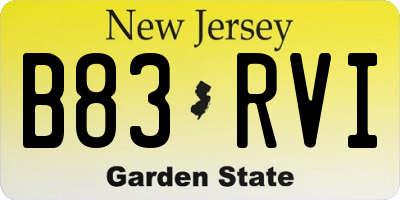 NJ license plate B83RVI