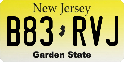 NJ license plate B83RVJ