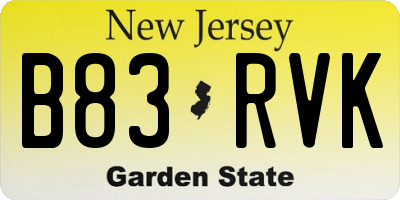 NJ license plate B83RVK