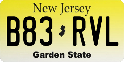 NJ license plate B83RVL