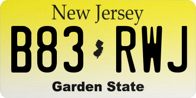 NJ license plate B83RWJ