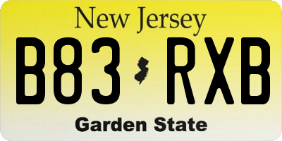 NJ license plate B83RXB