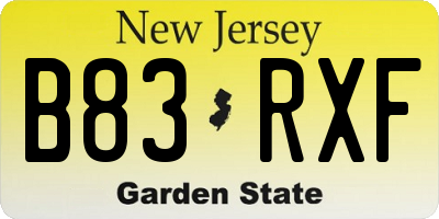NJ license plate B83RXF