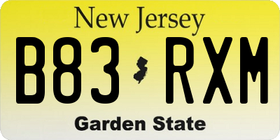 NJ license plate B83RXM