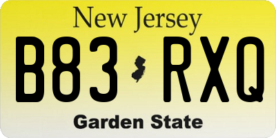 NJ license plate B83RXQ