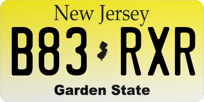 NJ license plate B83RXR