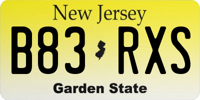 NJ license plate B83RXS
