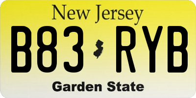 NJ license plate B83RYB