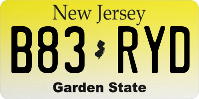 NJ license plate B83RYD