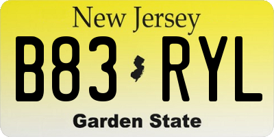 NJ license plate B83RYL