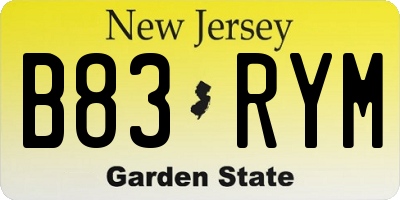 NJ license plate B83RYM