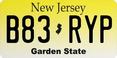 NJ license plate B83RYP