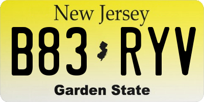 NJ license plate B83RYV