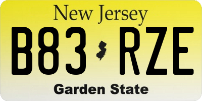 NJ license plate B83RZE