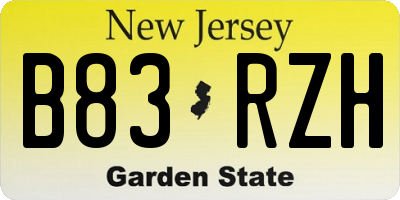 NJ license plate B83RZH