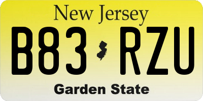 NJ license plate B83RZU