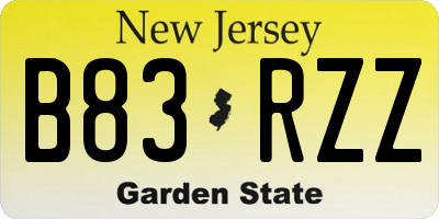 NJ license plate B83RZZ