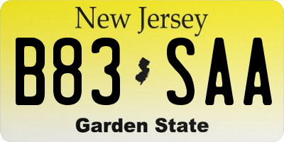 NJ license plate B83SAA