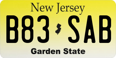 NJ license plate B83SAB