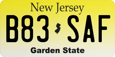 NJ license plate B83SAF