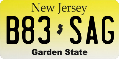 NJ license plate B83SAG