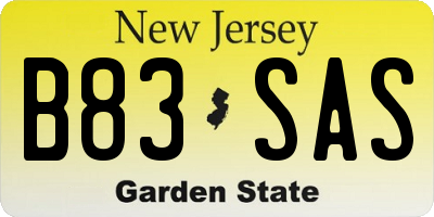 NJ license plate B83SAS