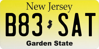 NJ license plate B83SAT
