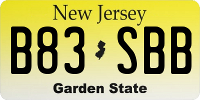 NJ license plate B83SBB