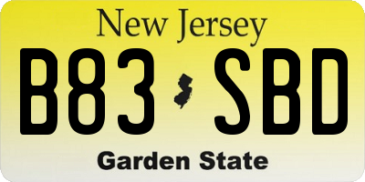 NJ license plate B83SBD