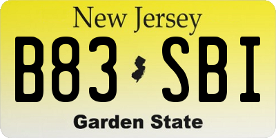 NJ license plate B83SBI