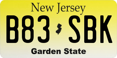 NJ license plate B83SBK