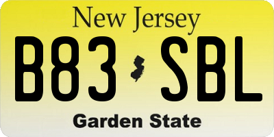 NJ license plate B83SBL