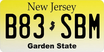 NJ license plate B83SBM