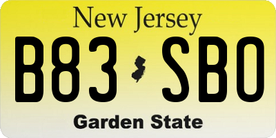 NJ license plate B83SBO