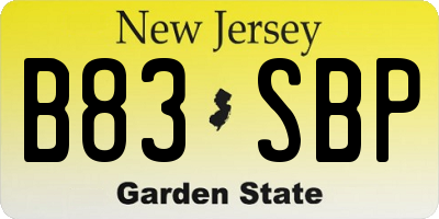 NJ license plate B83SBP