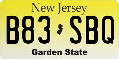 NJ license plate B83SBQ