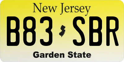 NJ license plate B83SBR
