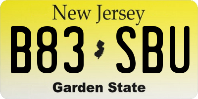 NJ license plate B83SBU