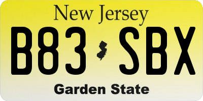 NJ license plate B83SBX